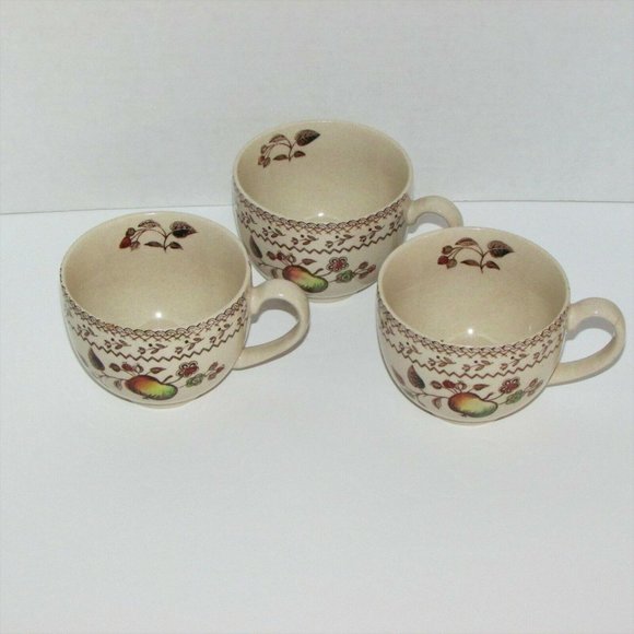 3 Johnson Bros. Old Granite Fruit Sampler Teacups Cottagecore Tea Cups - Picture 3 of 7